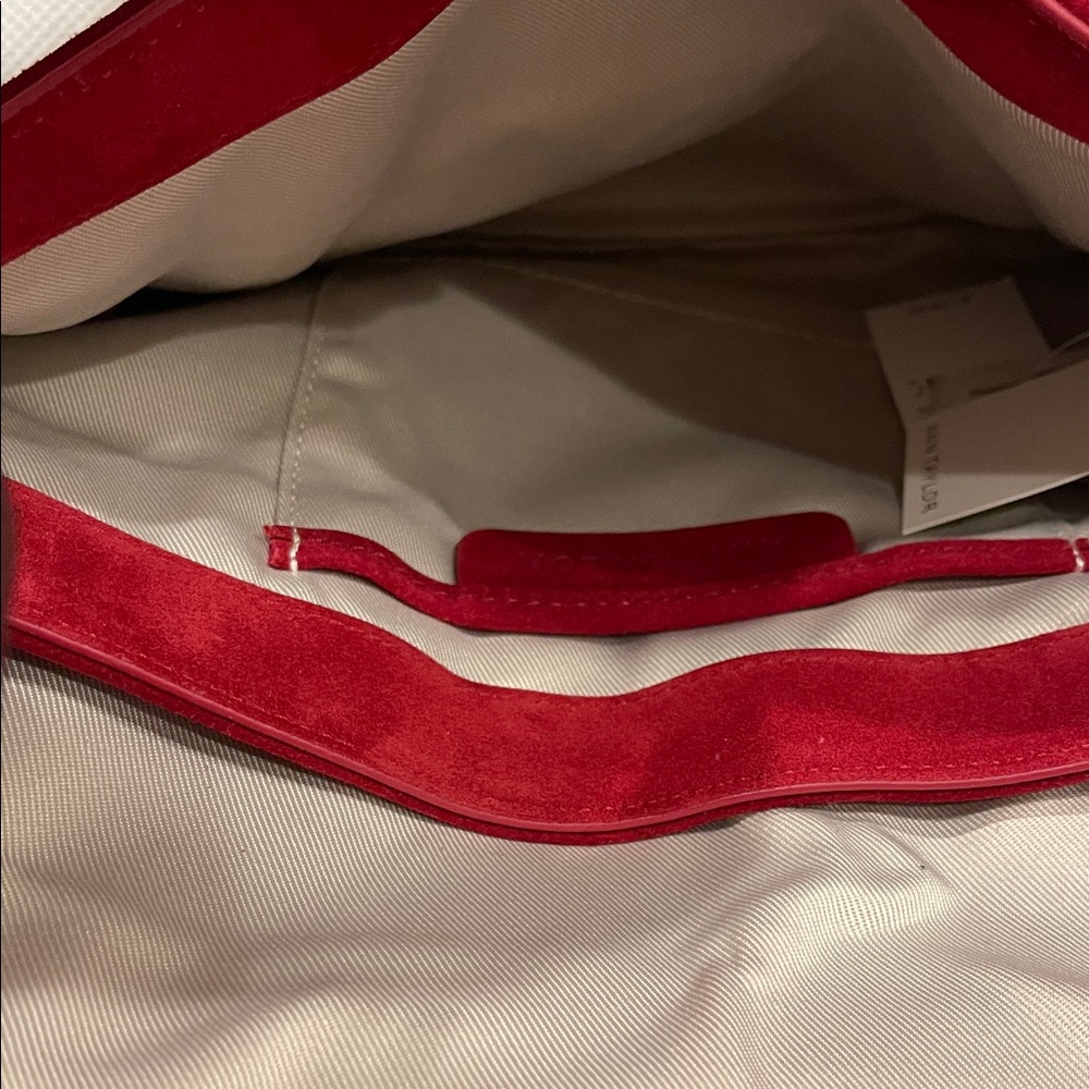 Ann Taylor Red Suede Shoulder Clutch Bag - Picture 3 of 9